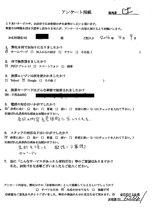 橋本市・40代女性/匿名希望様